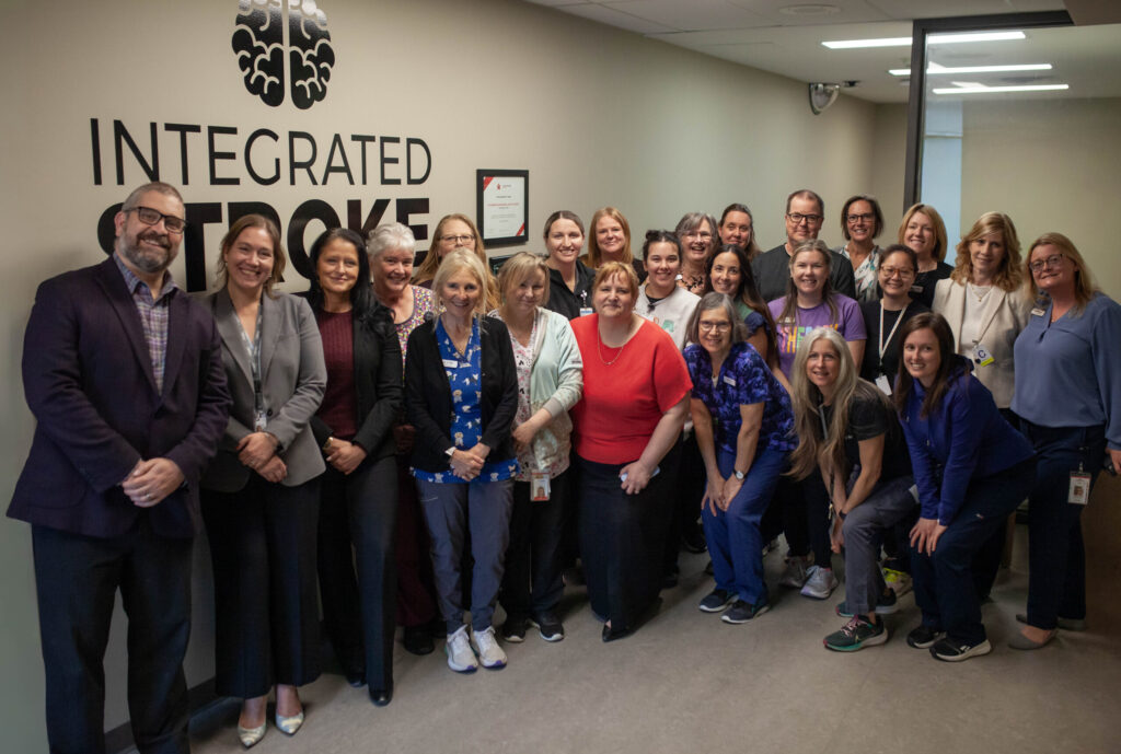 Photo of people celebrating stroke accreditation