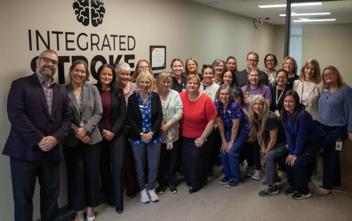 Photo of people celebrating stroke accreditation