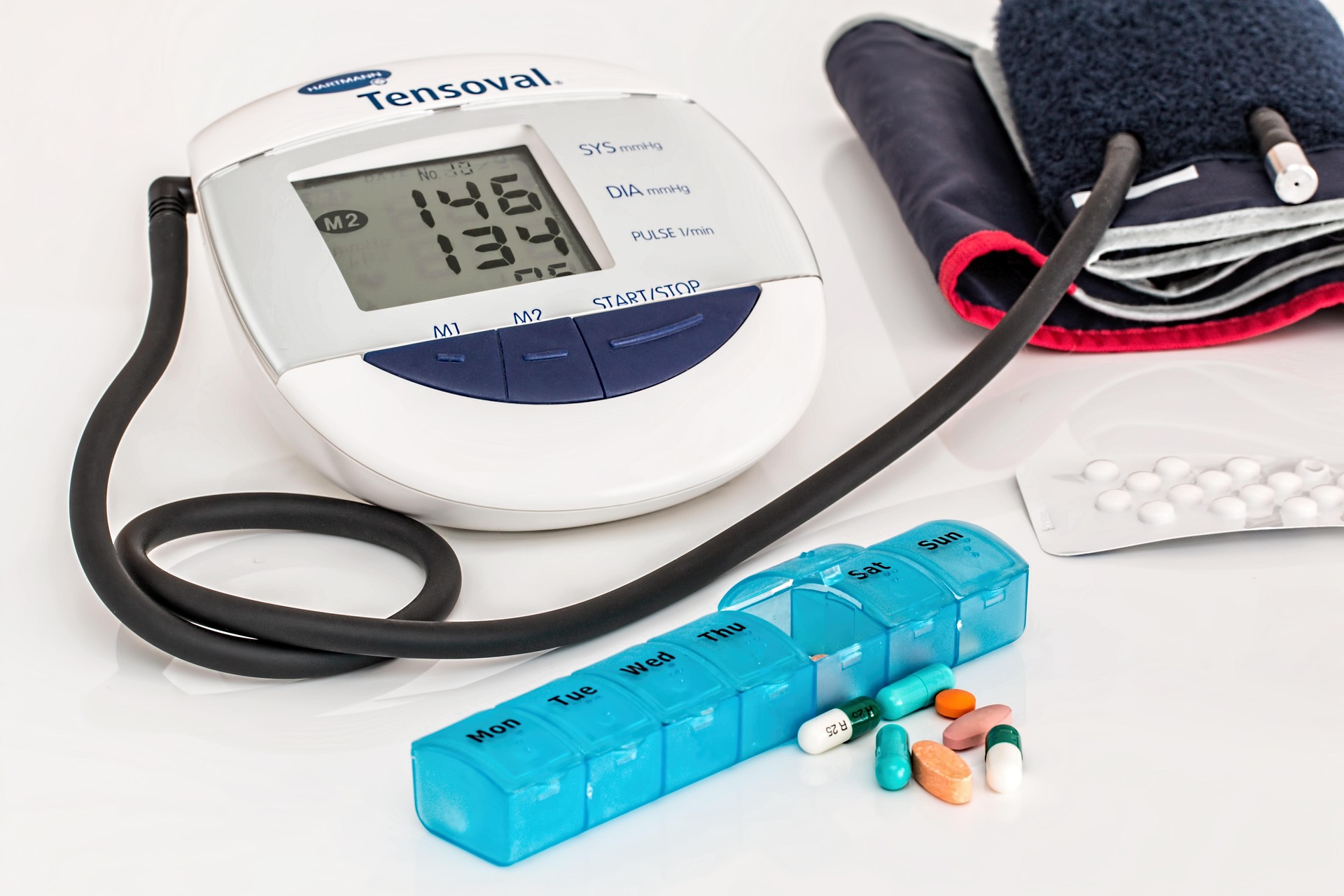 medication and blood pressure machine